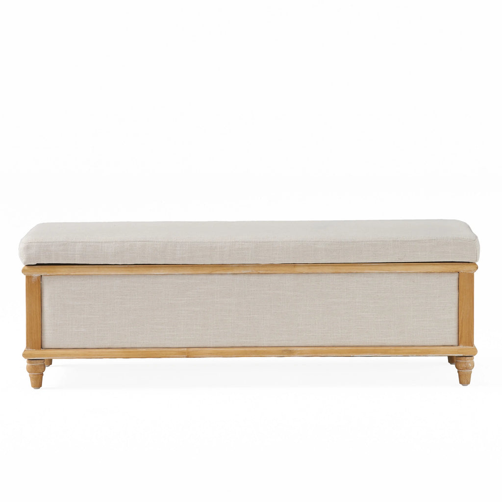 Noble House Hampton Contemporary Fabric Upholstered Storage Ottoman, White and Blue Floral