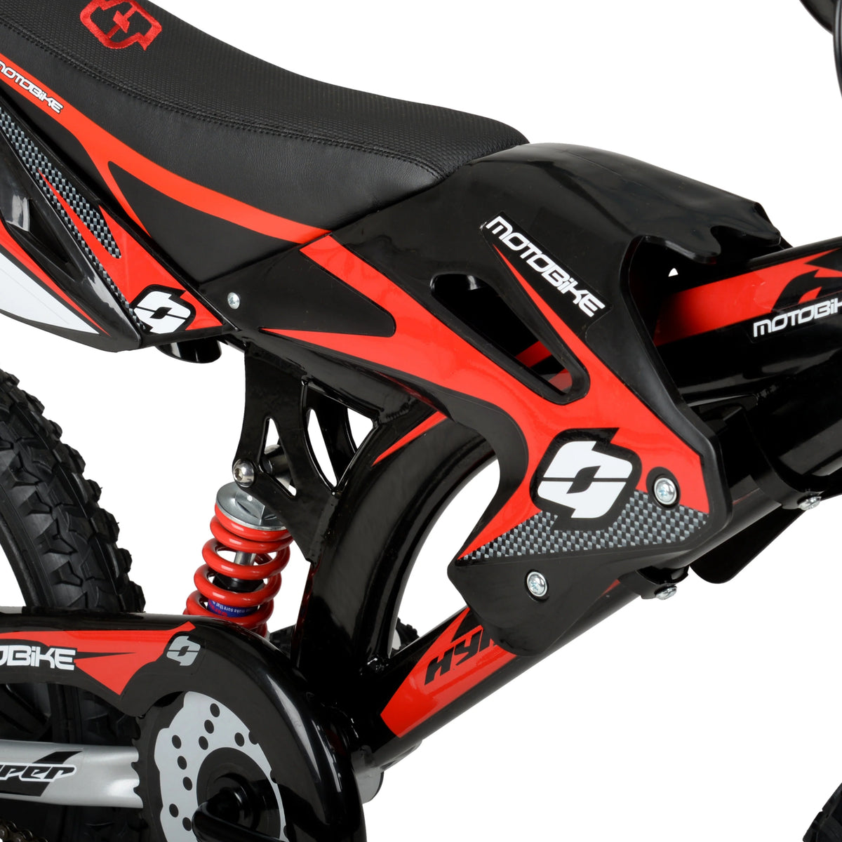 Hyper Bicycles 16" Kids Motobike with Mag Wheels, including training wheels, Black/Red