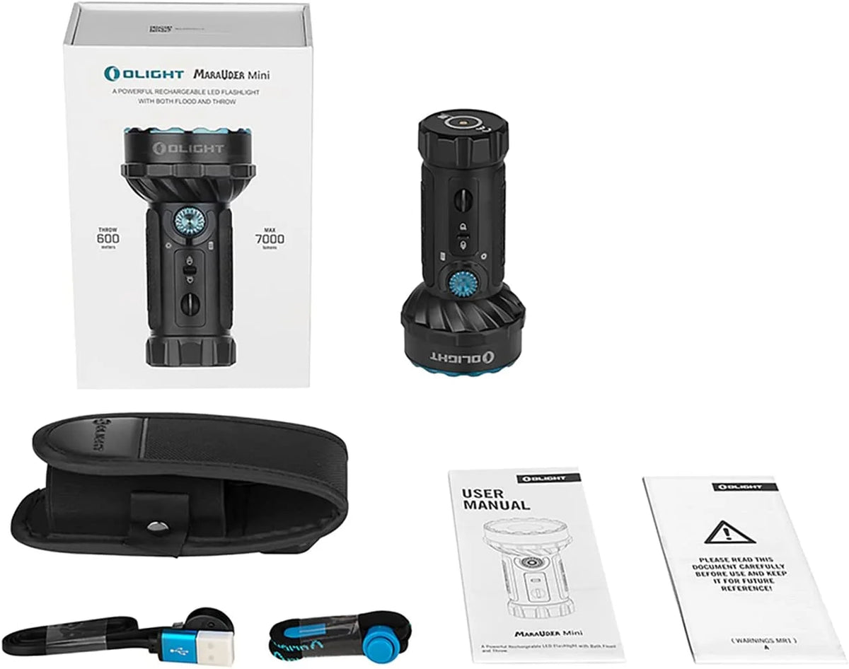 OLIGHT Marauder Mini 7,000 Lumens Bright Flashlight with 600 Meters Beam Distance, Powerful RGB Lights, Magnetic Rechargeable for Outdoors Work, Hunting, and Searching(Black)