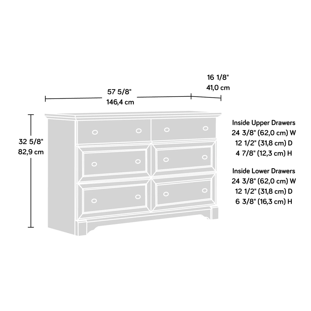 Sauder Palladia 6-Drawer Bedroom Dresser, Vintage Oak Finish