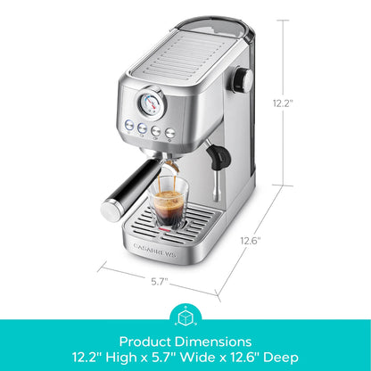 CASABREWS 3700Gense, 20 Bar Espresso Machine and Coffee Maker with Milk Frother, Silver