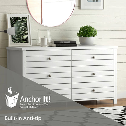 Living Essentials by Hillsdale Harmony Wood 6 Drawer Dresser, Matte White