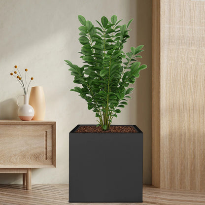 Indoor Outdoor Planter, Square Outdoor Planter For Both Indoor And Outdoor Use, For Gardens, Entrances, Patios Black Steel Square Cube Planter Box