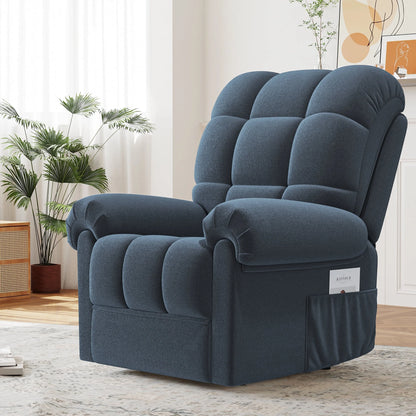 Power Recliner Chair,Electric Recline Sofa Chair for Adults with USB Port,Comfy Teddy Fleece Adjustable Cloud Sofa,Tool-Free Setup,Beige White