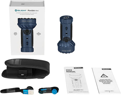 OLIGHT Marauder Mini 7,000 Lumens Bright Flashlight with 600 Meters Beam Distance, Powerful RGB Lights, Magnetic Rechargeable for Outdoors Work, Hunting, and Searching(Black)