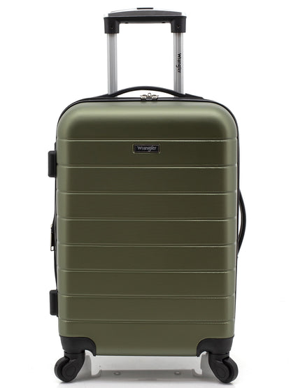 Wrangler 3 Piece Luggage Set with Cup Holder and USB Port, Olive Green