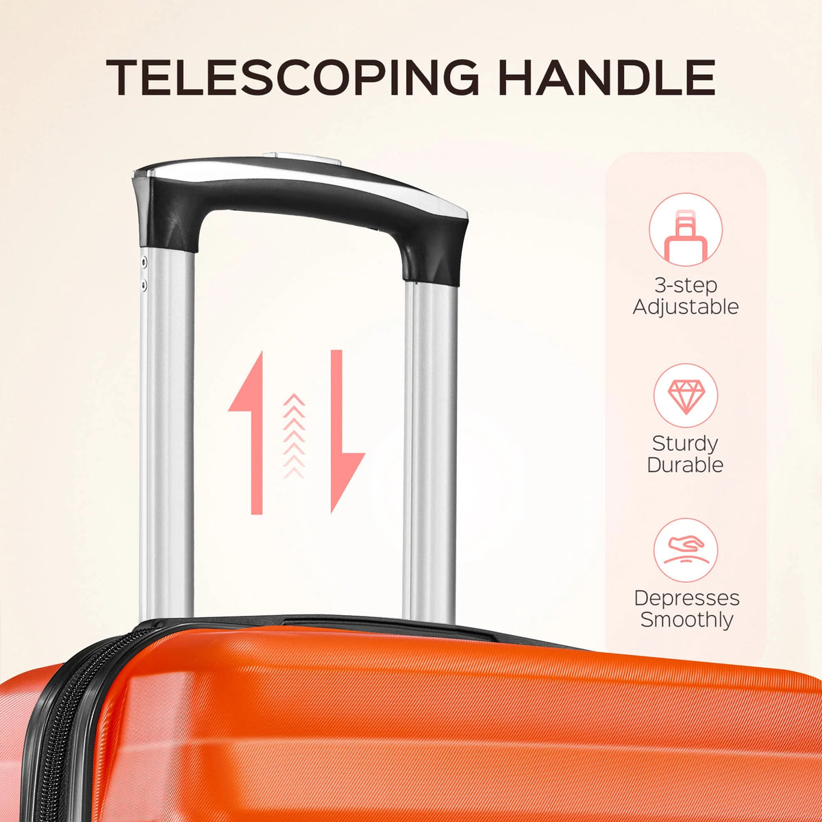 9 Piece Luggage Sets, Hard 20 24 28 inch Luggage with 6 Pieces Organize Bags Travel Suitcases Sets with Wheels, Rose