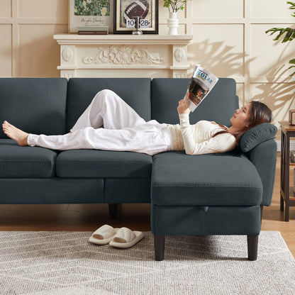 Pingliang Home Sectional Sofa Couch with Storage Ottoman,Modern 3 Seat L Shaped Sofa Couch for Living Room Apartment Studio Office