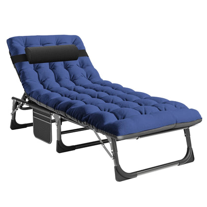 Slsy Folding Lounge Chair, 5-Position Adjustable Outdoor Reclining Chair, Folding Sleeping Bed Cot, Folding Chaise Lounge Chair for Pool Beach Patio Sunbathing