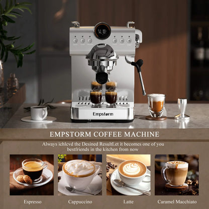 Empstorm 20 Bar Espresso Machine, Hot and Iced Coffee Machine with Cold Brew, Espresso Maker with Milk Frother,with 51oz Water Tank,for Latte, Cappuccino, Cold Brew