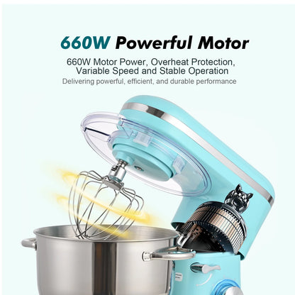Kitchen in the box Tilt-Head Stand Mixer, Electric Kitchen Mixer with 6.5QT Stainless Steel Bowl, 660W Food Mixer with 6-Speed, Black