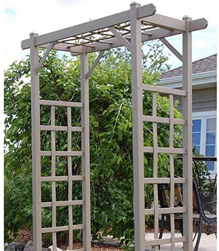 Dura-Trel PVC Garden Arbor, Arch Support for Climbing Plants, Elmwood, Mocha, 57" x 85"
