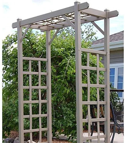 Dura-Trel PVC Garden Arbor, Arch Support for Climbing Plants, Elmwood, Mocha, 57" x 85"