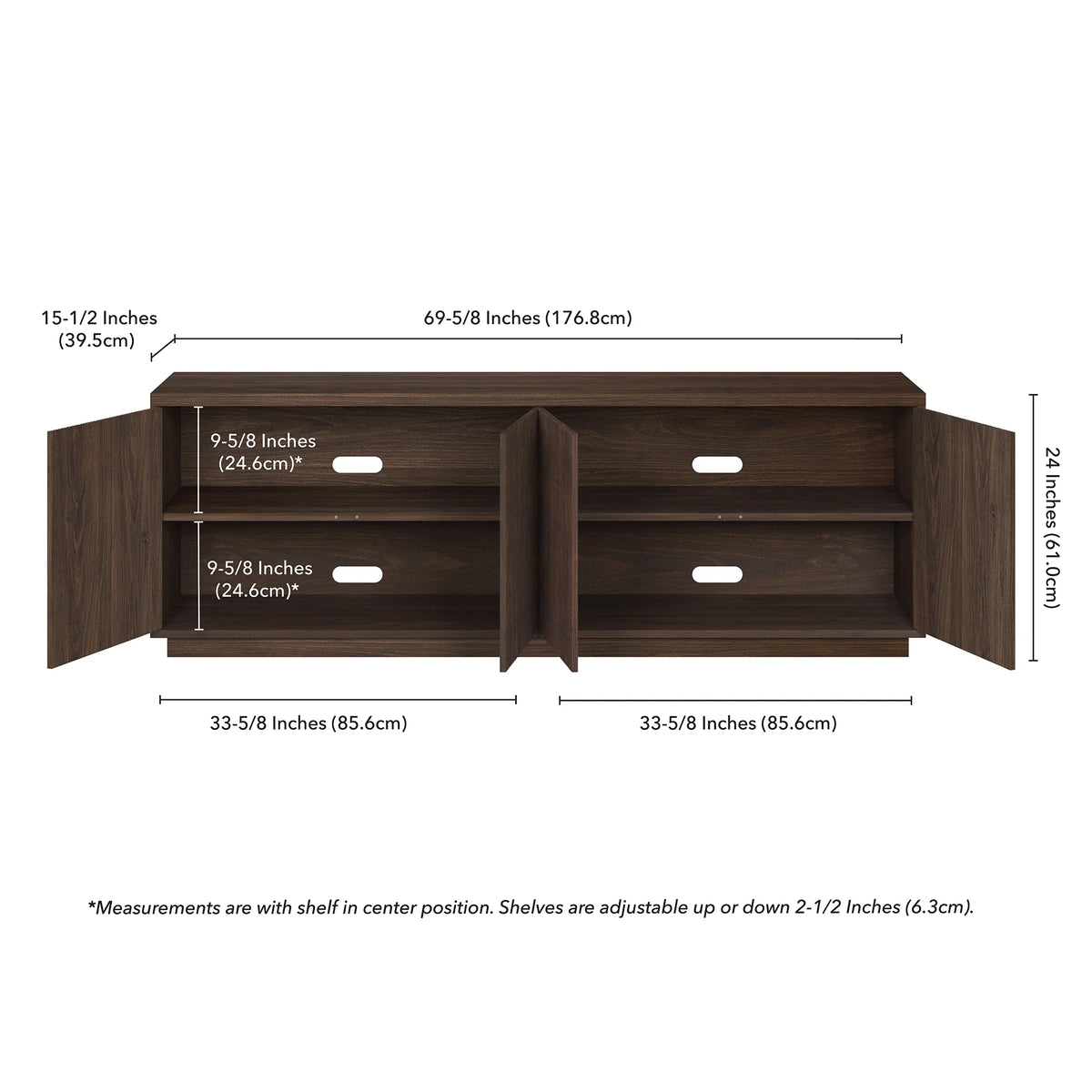 Evelyn&Zoe Hanson Rectangular TV Stand for TV's up to 75", Black Grain