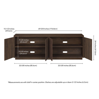 Evelyn&Zoe Hanson Rectangular TV Stand for TV's up to 75", Black Grain