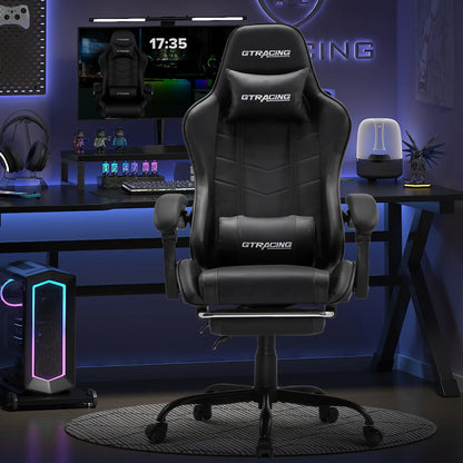 GTRACING GTWD-200 Ergonomic Gaming Chair with Adjustable Pillows and Footrest , White