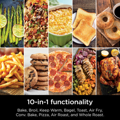 Ninja 10-in-1 Air Fryer, Double Door Toaster Oven with FlexDoor, FlavorSeal & Smart Finish, Rapid Top Convection and Air Fry Bottom, Bake, Toast, Air Fry, Pizza and More, Stainless Steel, DCT400