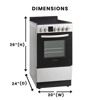 Equator 20" Electric Cooking Range 4 Ceramic Burner CONVECTION OVEN+AIR FRYER SS