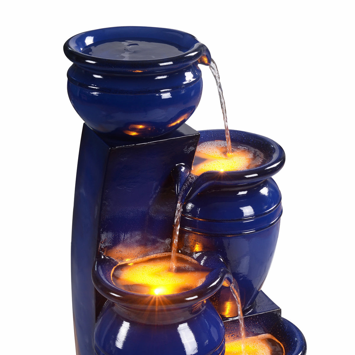 Teamson Home 28.74" Solar Water Fountain with LED Lights, Navy