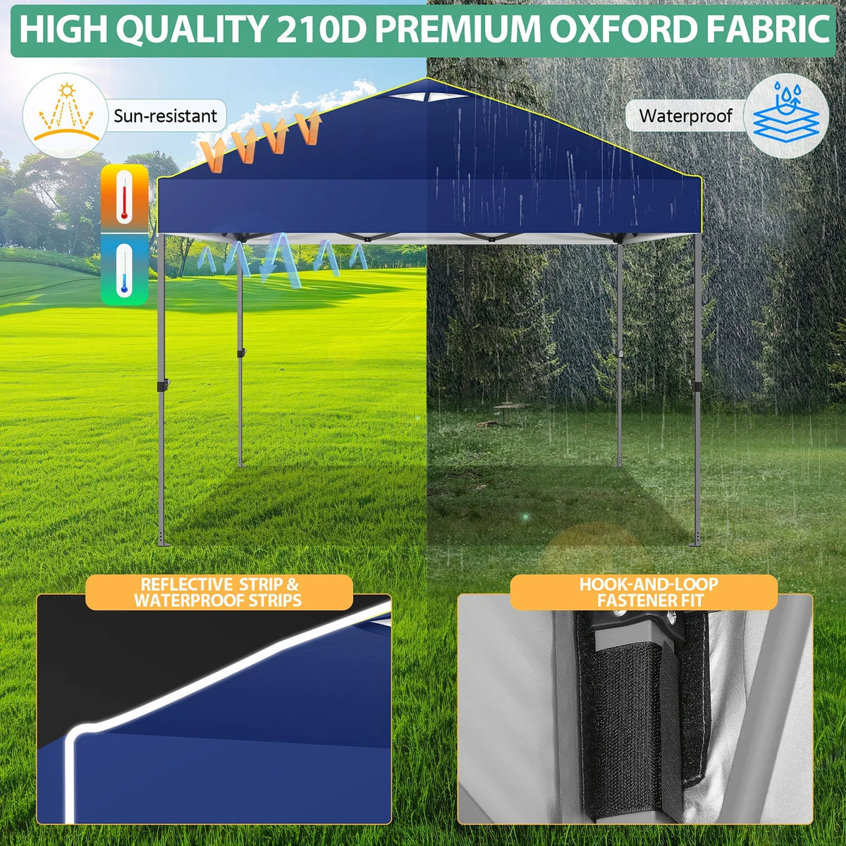 COBIZI 10x10 EZ Pop up Canopy Gazebo with Sidewalls,Pop up Canopy Tent Instant Shelter for Outdoor Party Camping Backyard Beach with Air Vent ,Carry Bag,Stakes,Ropes,Black