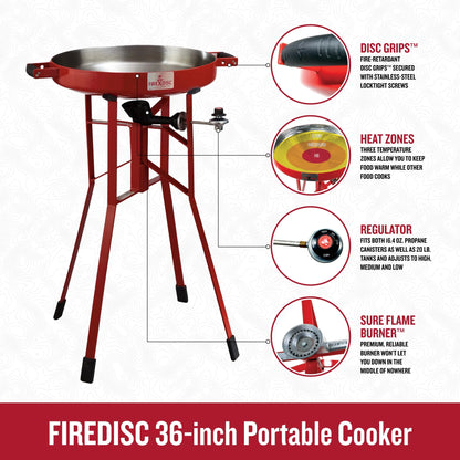 FIREDISC Original 380 Tall Outdoor Portable Propane Cooker in Fireman Red