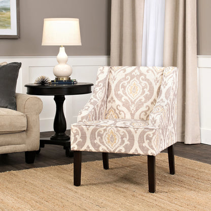 HomePop Classic Swoop Accent Chair - Blue and White Damask