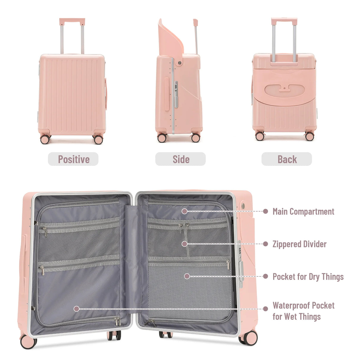 Fridtrip 20 Inch Carry On TSA Lock Luggage with for Kids& Adult,Lockable Spinner Wheels Free Luggage Cover and Safety Seatbelt Travel Suitcase