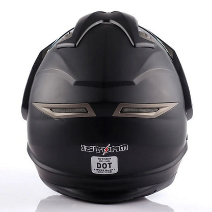 1Storm Dual Sport Helmet Motorcycle HGXP14A Full Face Motocross Off Road Bike + Motorcycle Bluetooth Headset: Matt Black