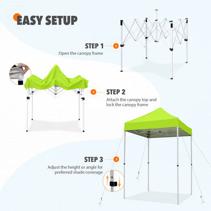 EAGLE PEAK 5x5 Pop Up Canopy Tent Instant Outdoor Canopy Easy Set-up Straight Leg Folding Shelter（Blue）