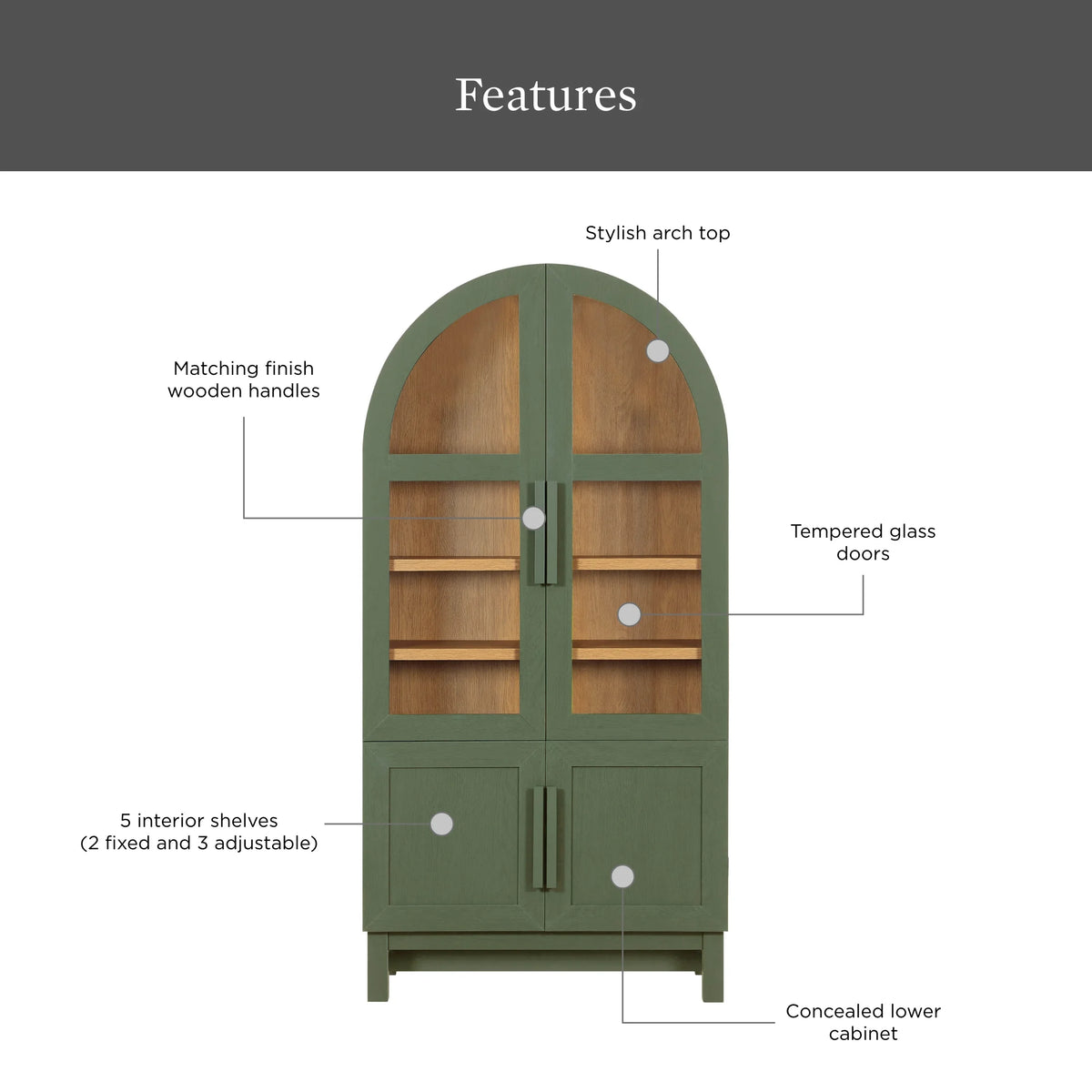 Better Homes & Gardens Juliet Kitchen Rounded Arch Cabinet, Rich Black
