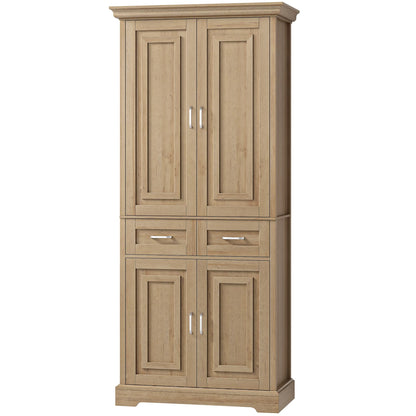 Homfa 70.9'' Tall Kitchen Pantry with 4 Doors, 2 Drawer Modern Freestanding Storage Cabinet for Dining Room Living Room, White
