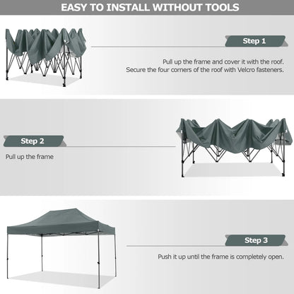 COBIZI 10x15ft Pop up Canopy, Easy up Heavy Duty Canopy Tent with 4 Removable Sidewalls,Gray