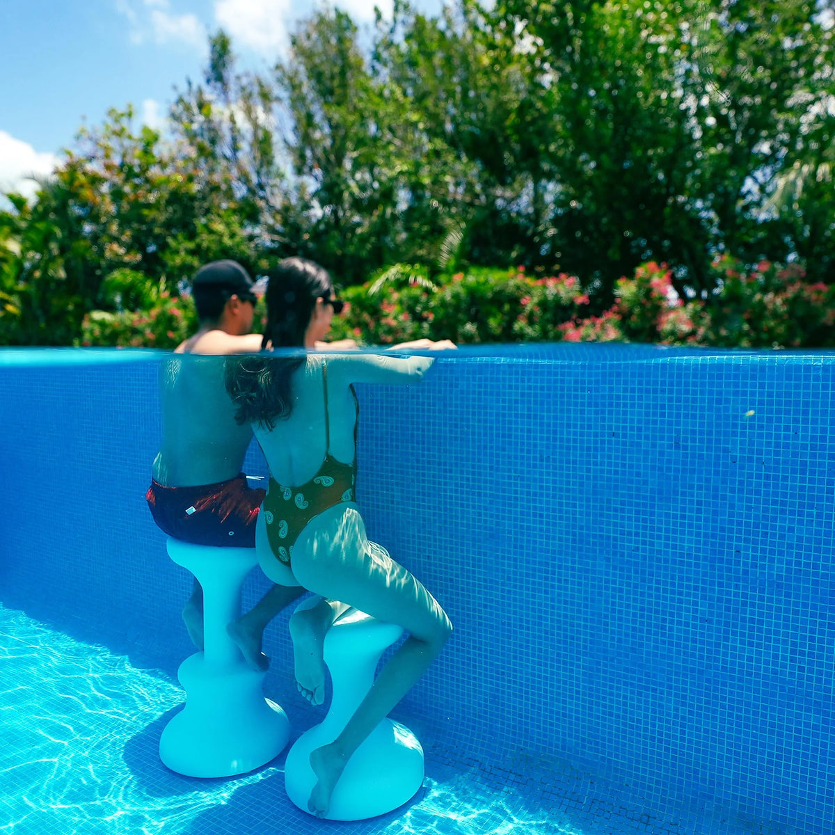 Dunn-Rite Products Made in USA Submersible Swim Up Pool Stools for Underwater Use, Bar Stool for Inside Pool and Patio Deck Seating, 24 Inch (1 Stool)