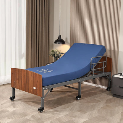 ESHINE Hospital Bed with 6" Waterproof Mattress - Wireless Remote, Headboard, 2.5" Wheels, Head & Foot Incline