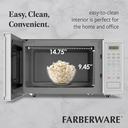 Farberware Countertop Microwave Ov 1100 Watts, 2.2 cu ft - Smart Sensor With LED Lighting and Child Lock - Perfect for Apartments and Dorms - Easy Clean Black Interior, Stainless Steel