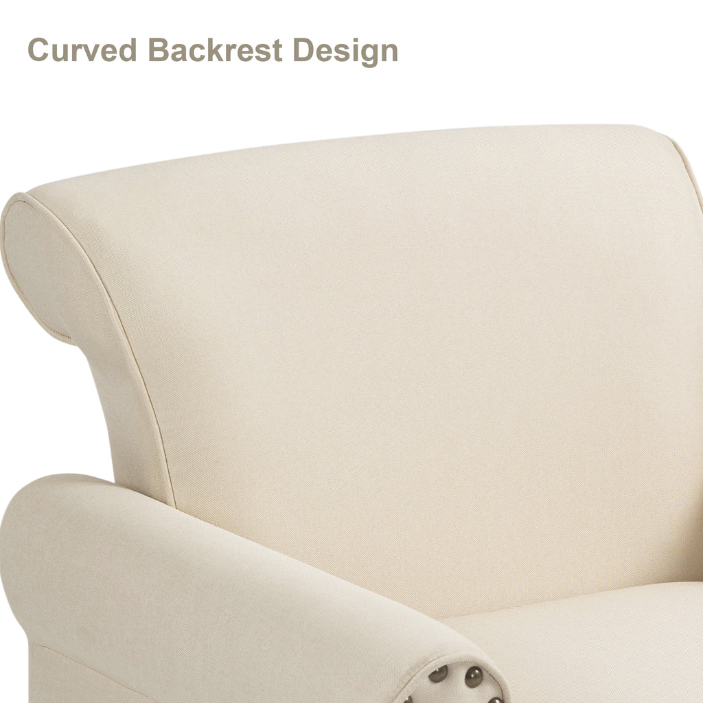 DREAMSIDEA Accent Chairs Upholstered Pattern Morden Armchair Comfy Linen Fabric Single Sofa for Living Room, Pattern White