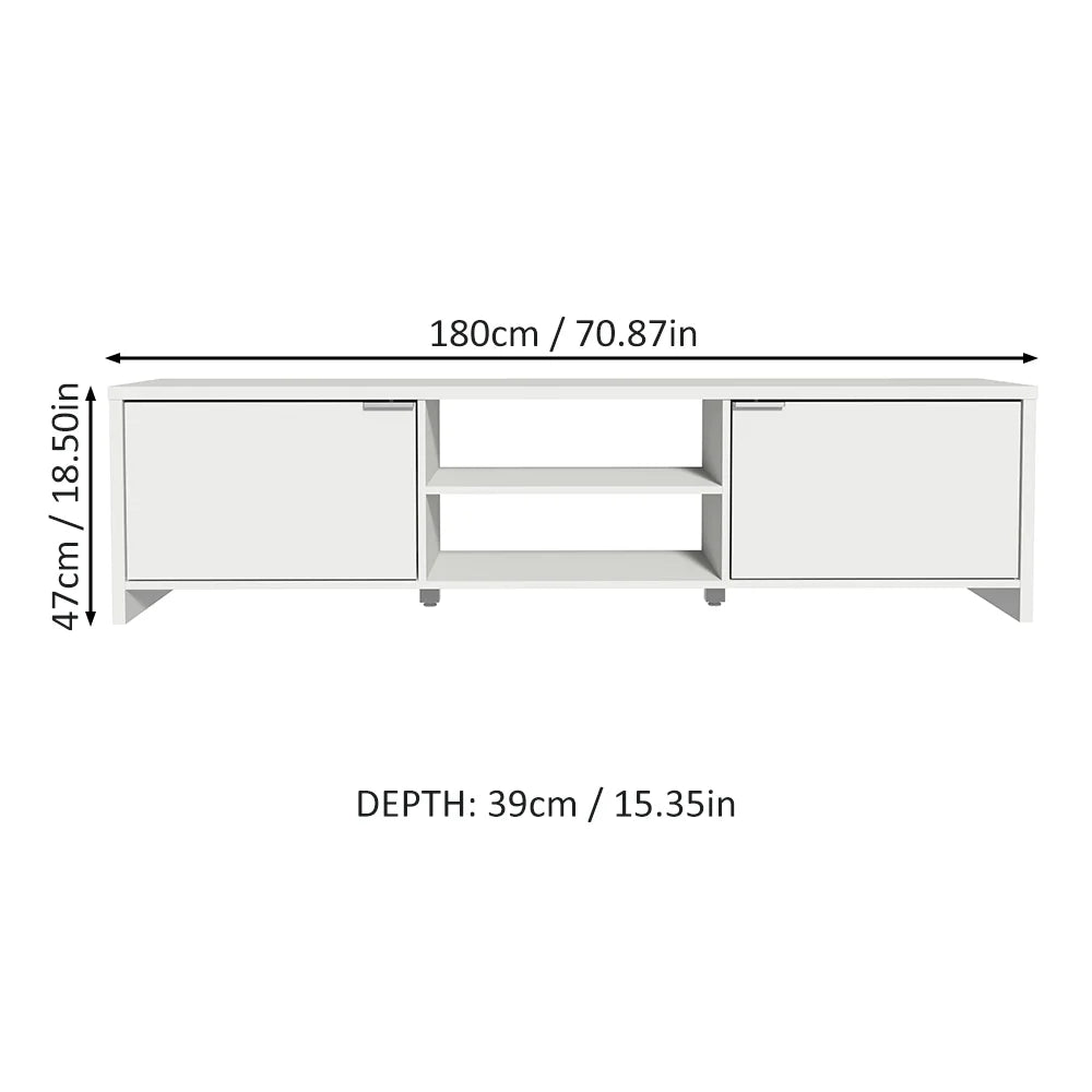 Madesa TV Stand Large Media Console with Cable Management for 65, 75 Inch Media Storage Gaming Living Room Entertainment Center Modern Wooden Television Cabinet - Black