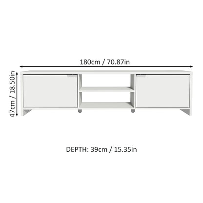 Madesa TV Stand Large Media Console with Cable Management for 65, 75 Inch Media Storage Gaming Living Room Entertainment Center Modern Wooden Television Cabinet - Black