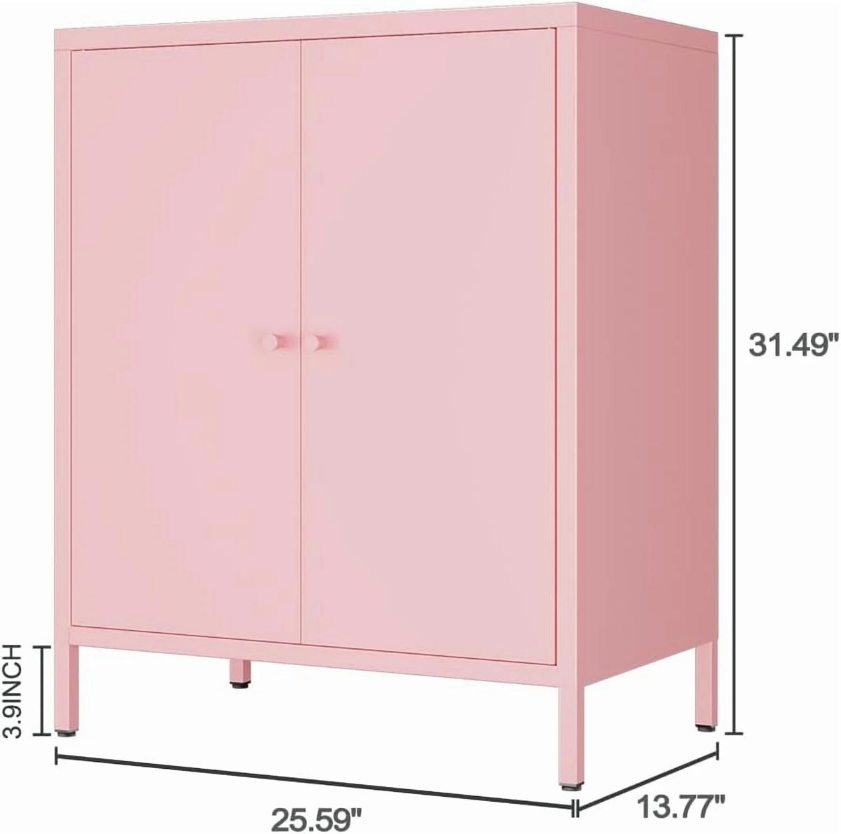 Small 2 Transparent Door Metal Storage Side Buffet Cabinet for Bed Room,Living Room,Entryway,Hallway,Home,Hotel,Office,Garage,Kitchen,1 Removable Shelf.