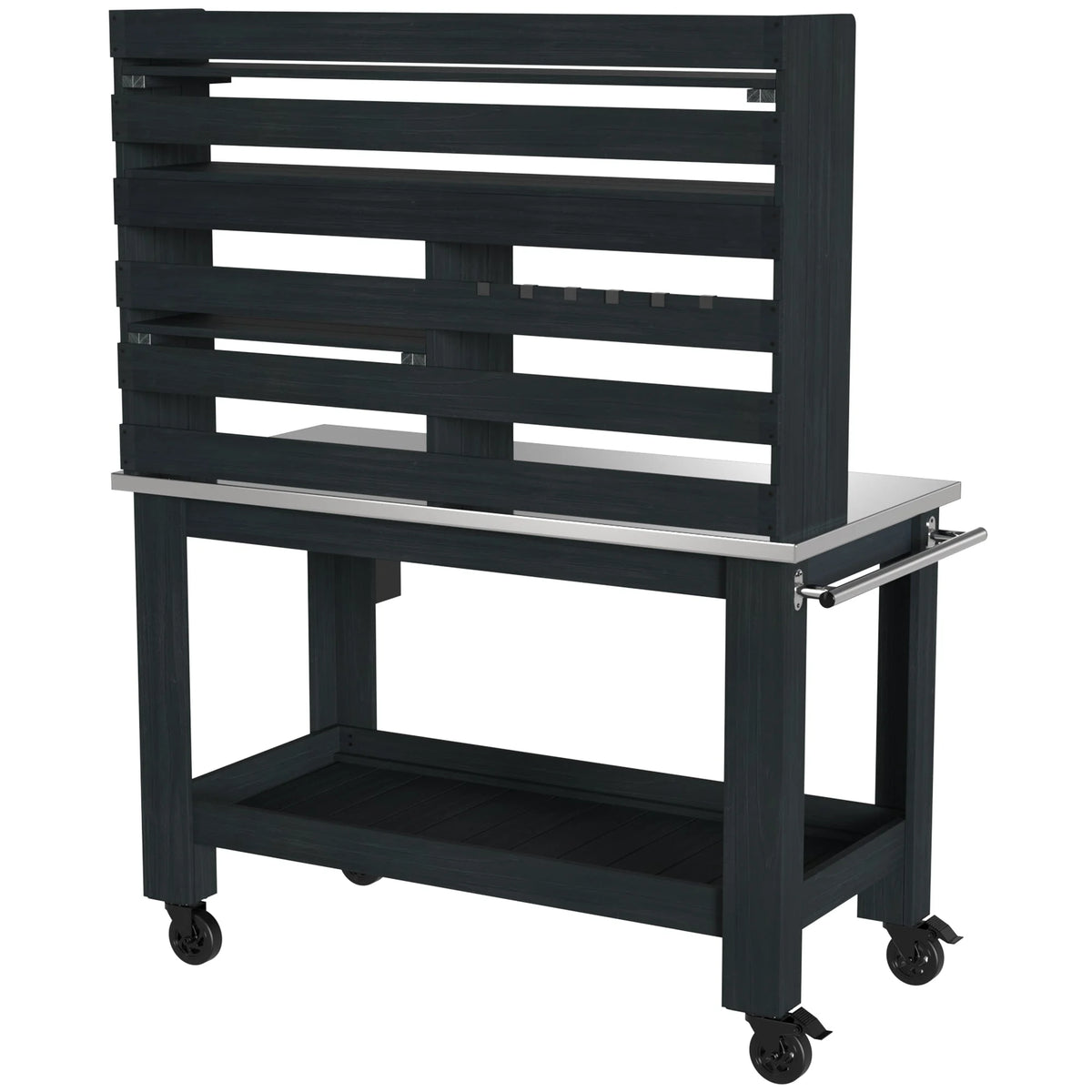 GDLF Outdoor Kitchen Island Prep Station Large Potting Bench with Stainless Steel Top