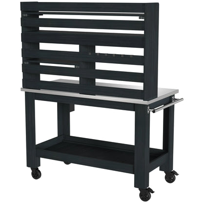 GDLF Outdoor Kitchen Island Prep Station Large Potting Bench with Stainless Steel Top