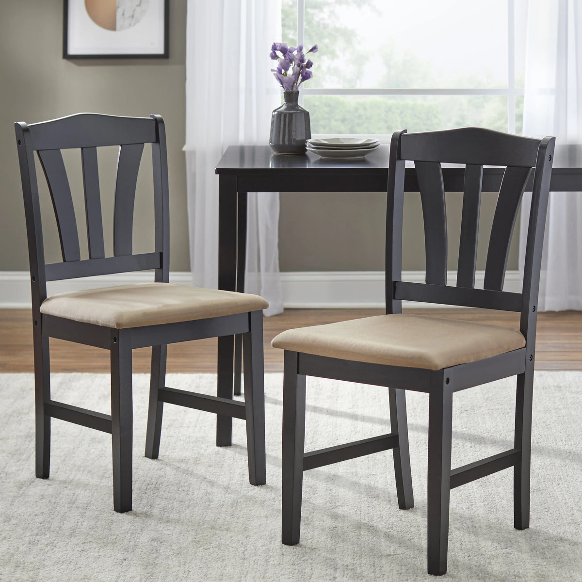 TMS Metropolitan 5-Piece Wood Farmhouse Upholsered Dining Set with Table and Chairs, Espresso