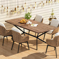 Baxluxe Mid Century Modern Dining Table 70.8 Inch, 6-8 Person Rectangular Kitchen Table with X-Shaped Metal Legs, Wooden Surface Coffee Tables for Living Room, Dining Room, Breakfast Nook, Brown