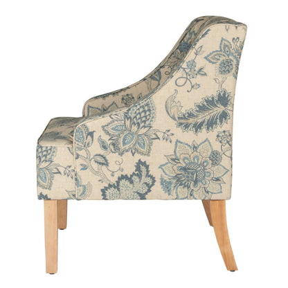 HomePop Classic Swoop Accent Chair - Blue and White Damask