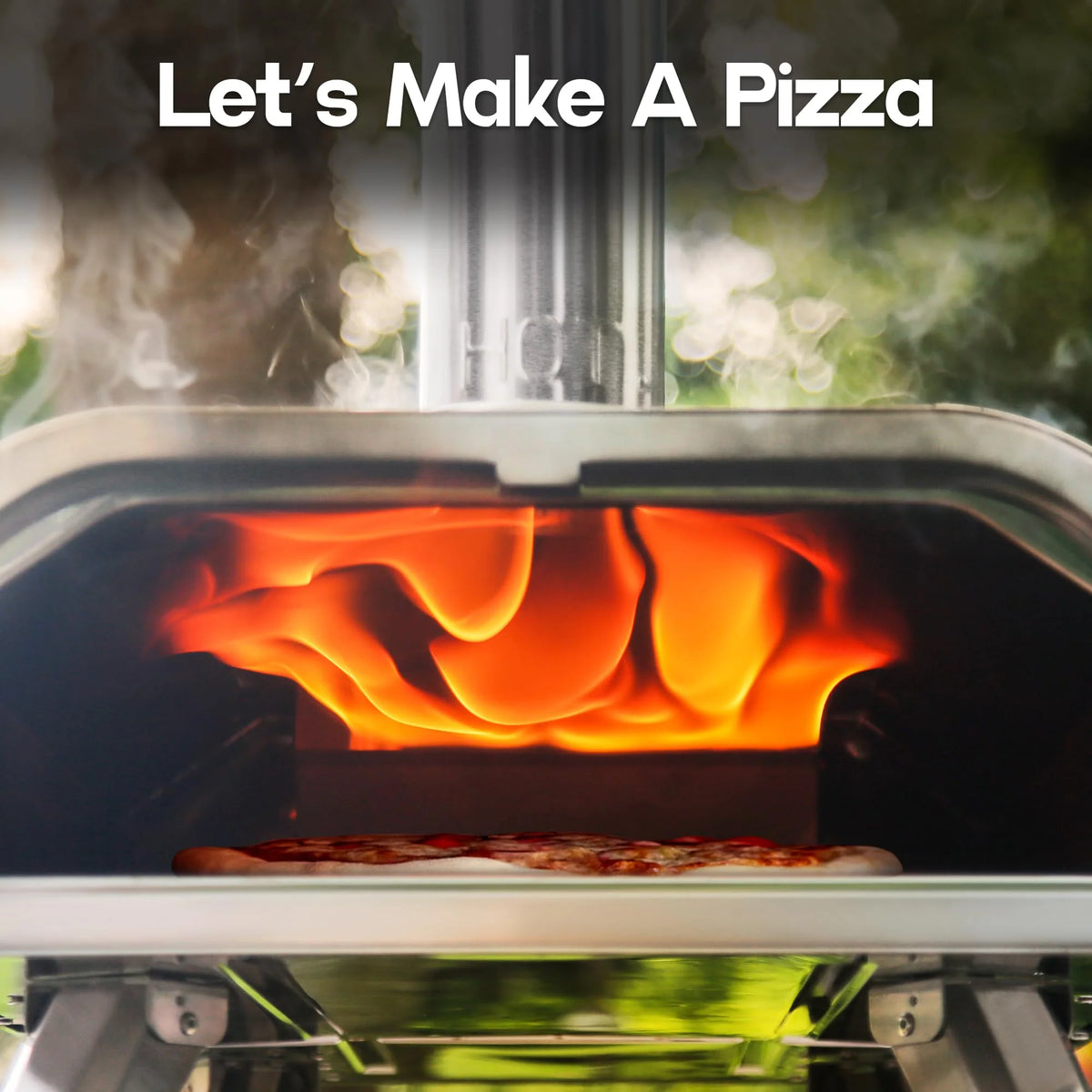 BIG HORN OUTDOORS 16 Inch Pellet Pizza Oven Outdoor, Wood Pellet Pizza Stove with Pizza Stone for Backyard, Camping, Silver
