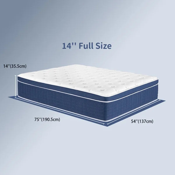 Full Size Mattress in a Box 14 Inch Memory Foam Hybrid Mattress with Pocketed Springs Medium Firm Support Motion Isolation Edge Support Night Trial