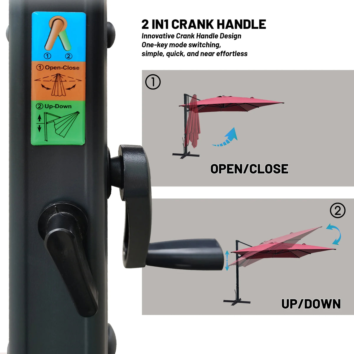 Boyel Living 10 x 13 FT Rectangle Patio Offset Umbrella Outdoor Large Cantilever Umbrella Heavy Duty Sun Umbrella, Gray(Without Base)