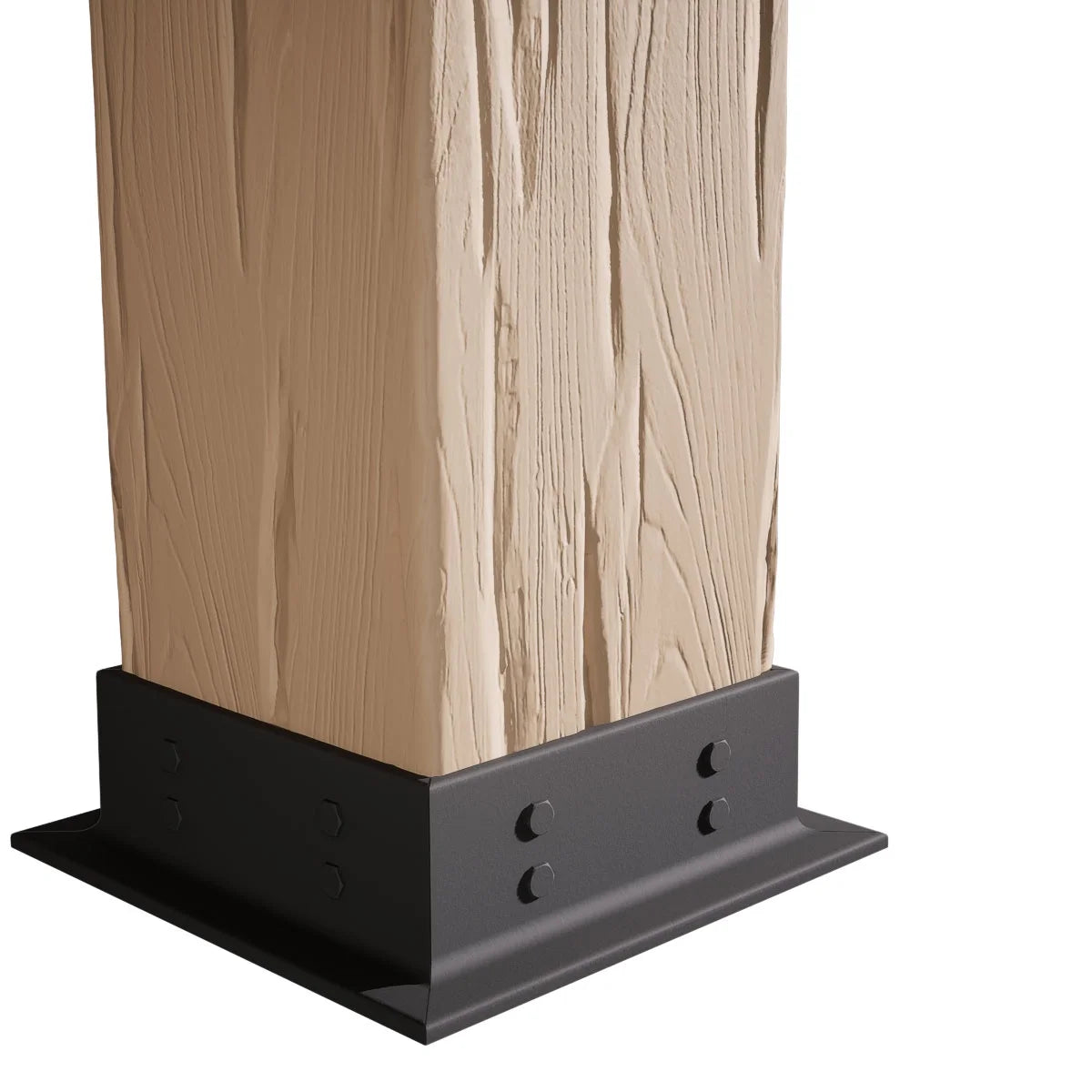 Ekena Millwork 6"W x 5'H Sand Blasted Endurathane Faux Wood Non-Tapered Square Column Wrap with Faux Iron Capital & Base