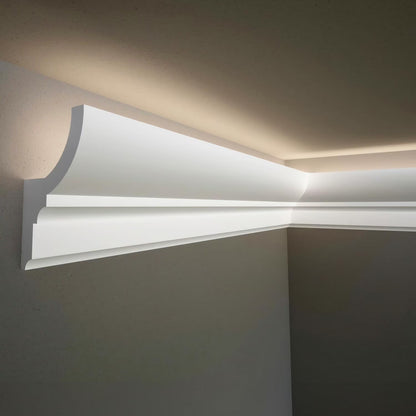 7-Piece 94.5�� (55.12 ft) Crown Molding with Duct Kit for Seamless Ambient Home Accent Lighting | Waterproof Channel for Easy LED Strip Installation (CROWN MOLDING WITH LED DUCT)