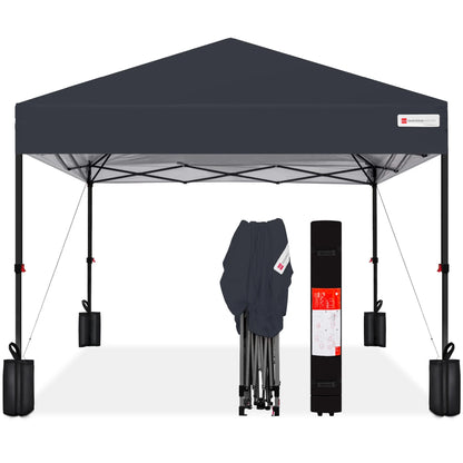 Best Choice Products 12x12ft Easy Setup Pop Up Canopy w/ 1-Button Setup, Wheeled Case, 4 Weight Bags - Navy Blue
